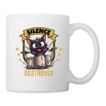 Schlagzeug Drums Silence Destroyer Katze Lustig - Tasse - Weiß - Rechts