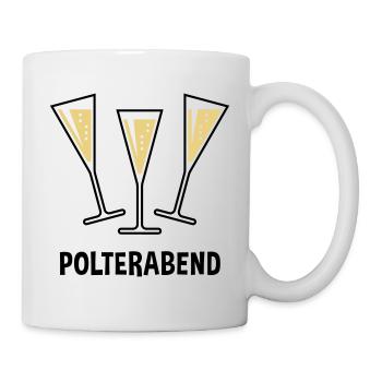 Polterabend (JGA / Sektgläser / Trichter Zu / 2C) - Tasse - Weiß - Rechts