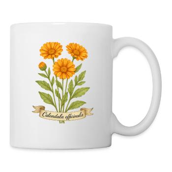 Ringelblume – Calendula officinalis | Heilpflanze - Tasse - Weiß - Rechts