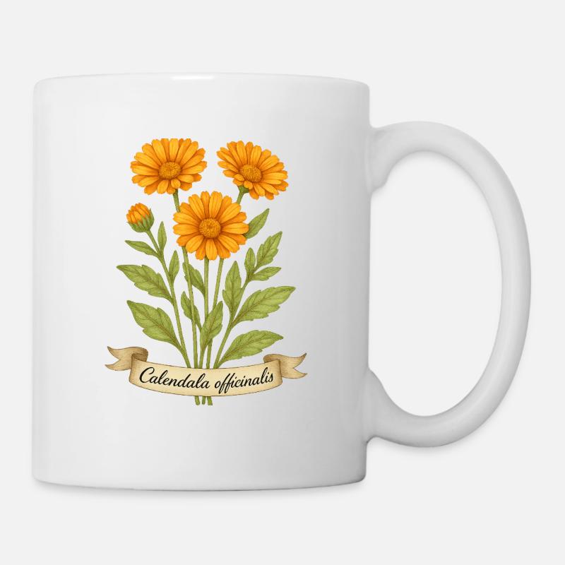 Calendula – Calendula officinalis | Plante médicinale - Mug blanc - blanc