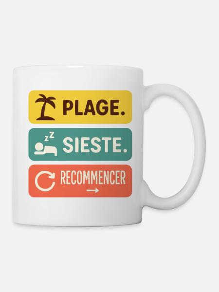 Outfit été Plage Sieste. Cadeau vacance Tenue été - Mug blanc - blanc