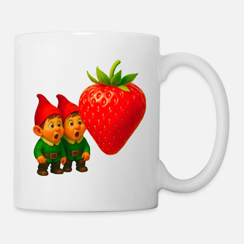 Zwerge und Erdbeere - Tasse - Weiß