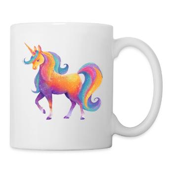 Glitzer Regenbogen Einhorn - Tasse - Weiß - Rechts
