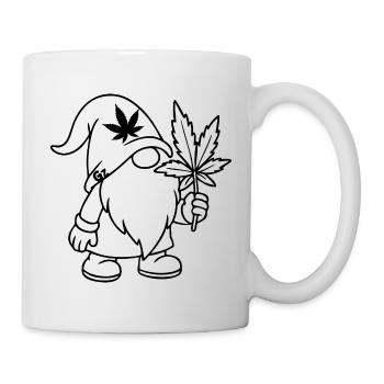 Süßer Hanf Gnom/Zwerg mit Cannabisblatt - Tasse - Weiß - Rechts