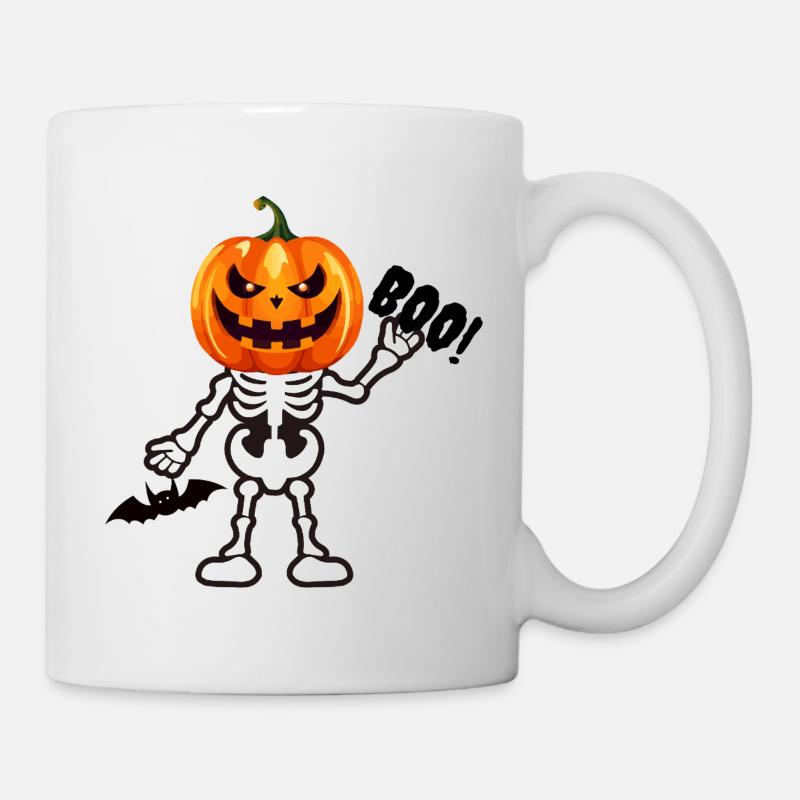 HOU! Squelette de citrouille - Drôle d’effrayant d’Halloween - Mug blanc - blanc