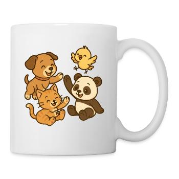 Animaux en train de jouer - Mug blanc - blanc - Droite