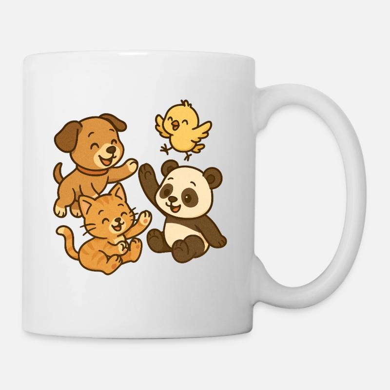 Animaux en train de jouer - Mug blanc - blanc