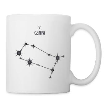 Gémeaux Signe du zodiaque Constellation d’étoiles Noir et gris - Mug blanc - blanc - Droite