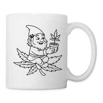 Süßer Zwerg auf fliegendem Hanfblatt - Tasse - Weiß - Rechts