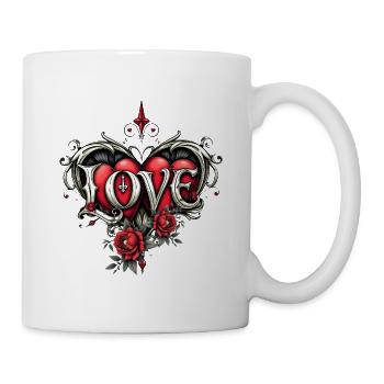 Cœur d’amour avec des fleurs et des épines - Mug blanc - blanc - Droite
