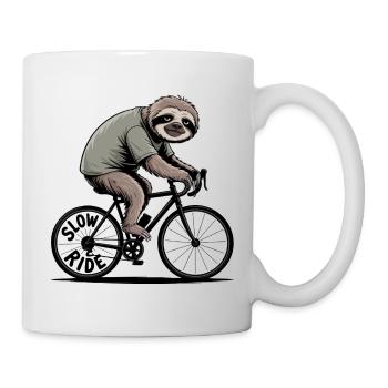 Faultier Reiten Fahrrad Slow Ride Rennrad - Tasse - Weiß - Rechts