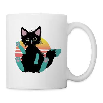 kritzelkatze Klecks, sagt Hi - Tasse - Weiß - Rechts