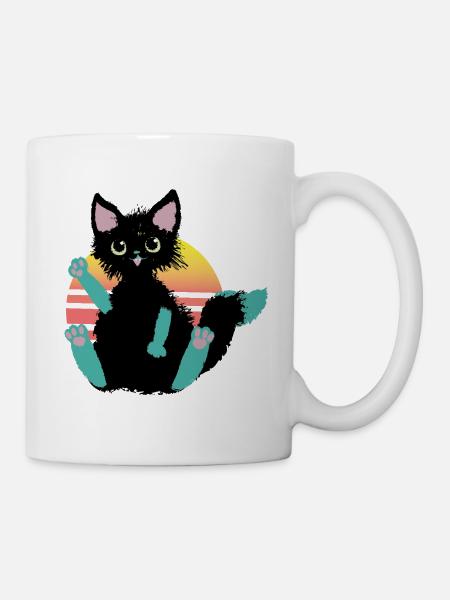 kritzelkatze Klecks, sagt Hi - Tasse - Weiß