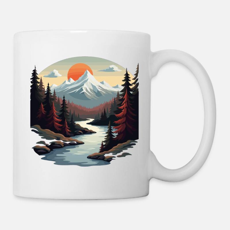 Paradis de montagne avec coucher de soleil - Mug blanc - blanc