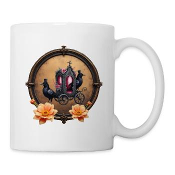 Vintage Leichenwagen mit Krähen - Tasse - Weiß - Rechts