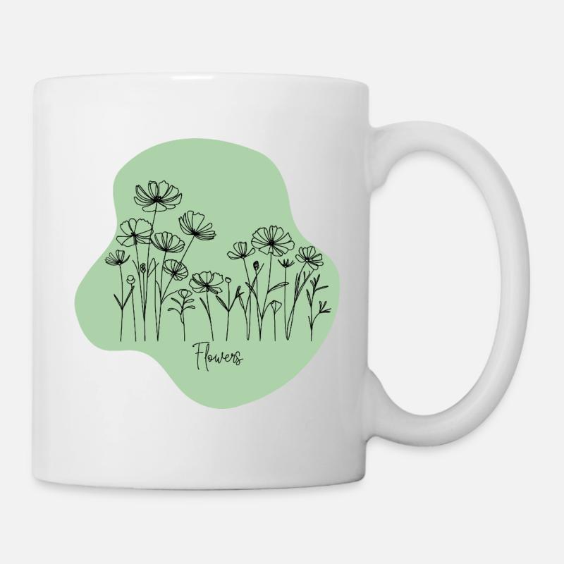 Illustration florale minimaliste - Mug blanc - blanc