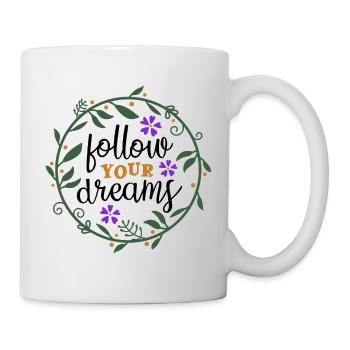 Personalisierter Blumenrahmen mit Naturmotiv - Tasse - Weiß - Rechts