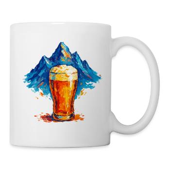Bergkulisse mit Bierglas - Tasse - Weiß - Rechts