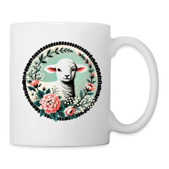 Wunderliches Lamm-Blumenporträt - Tasse - Weiß - Rechts
