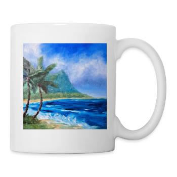 Tropical Coastal Landscape Artwork Hawaii Ocean - Mug - white - Right