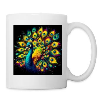 Pfau - Tasse - Weiß - Rechts