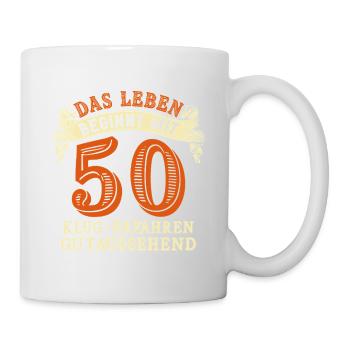 Das Leben beginnt mit 50 zum 50. Geburtstag - Tasse - Weiß - Rechts