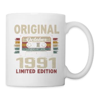 Né en Octobre 1991 | Cadeau Vintage Octobre 1991 - Mug blanc - blanc - Droite