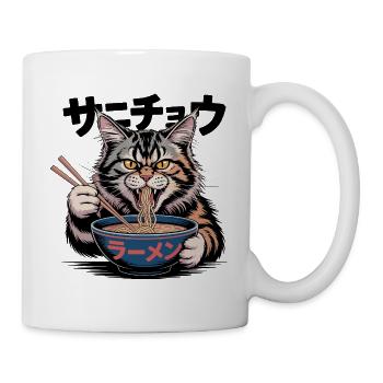 Hungrige Ramen-Katze Lustiges Design - Tasse - Weiß - Rechts
