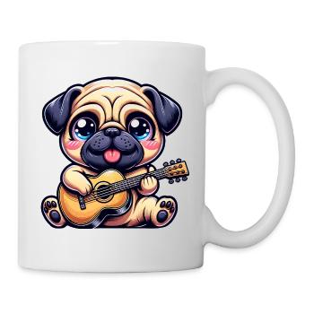 Mops Mit Gitarre Süßer Musikliebhaber - Tasse - Weiß - Rechts