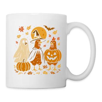 Halloween chickens with pumpkins and hats - Mug - white - Right