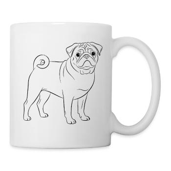 Mops Lineart – minimalistisches Hundeportrait - Tasse - Weiß - Rechts