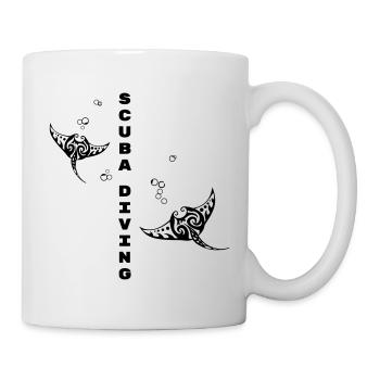 Scuba Diving – Tribal Manta Ray Design - Mug - white - Right