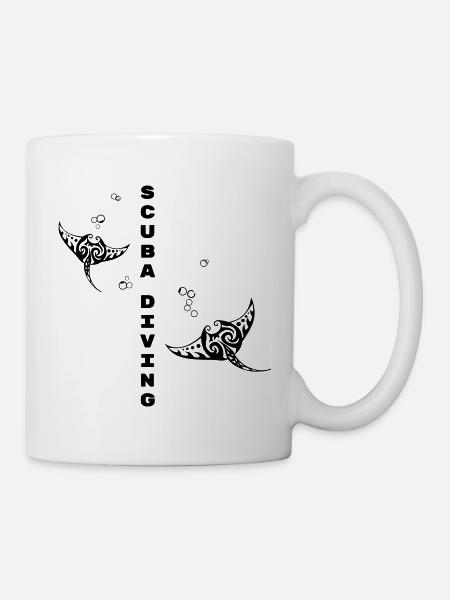 Scuba Diving – Tribal Manta Ray Design - Mug - white