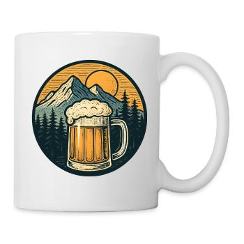 Bergwald Bierkrug Sonnenuntergang - Tasse - Weiß - Rechts