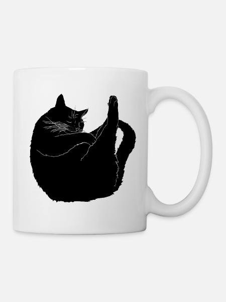 Chat faisant du yoga du sommeil - Mug blanc - blanc