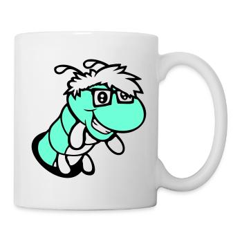 nerd caterpillar looks hole geek worm horn-rimmed glasses smart - Mug - white - Right