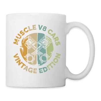 Muscle Cars V8 Kolben Vintage Retro Design - Tasse - Weiß - Rechts