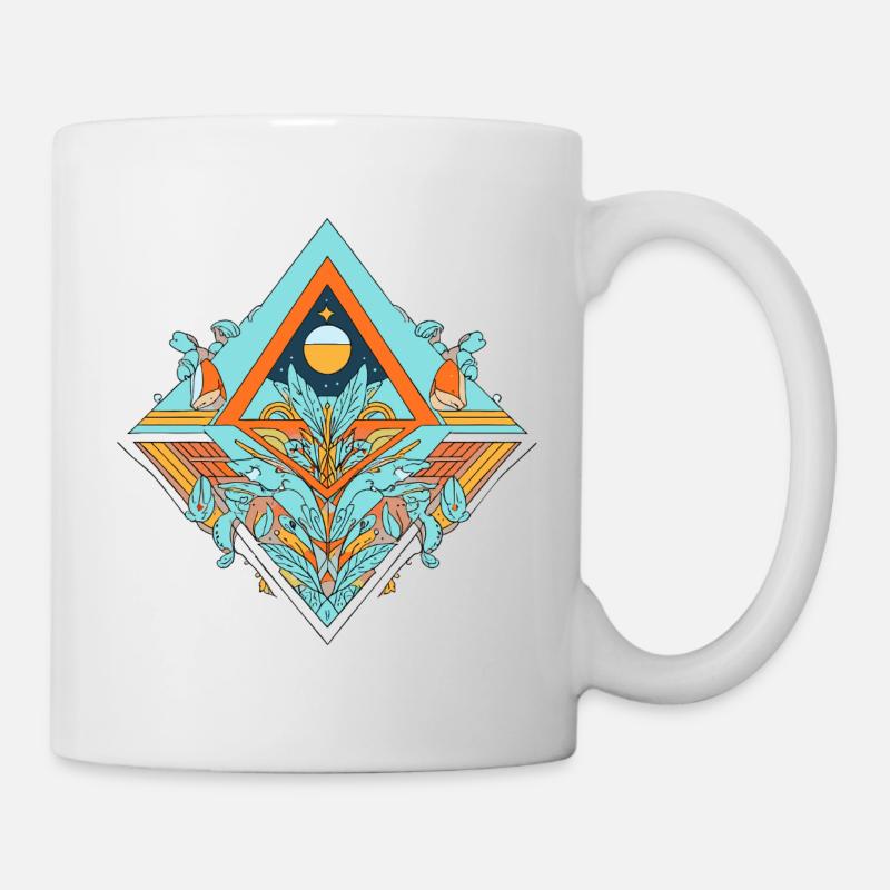 Celestial Dreamscape Geometrisches Design - Tasse - Weiß