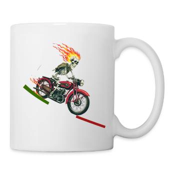 Skelett in Motorrad Flammende Italienische Flagge - Tasse - Weiß - Rechts
