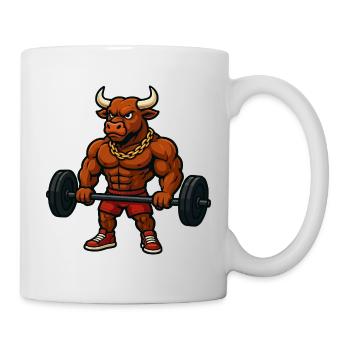 Taureau fort avec haltère - Mug blanc - blanc - Droite