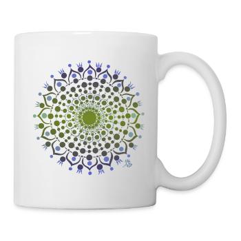 Mandala de fleurs en bleu et vert - Mug blanc - blanc - Droite