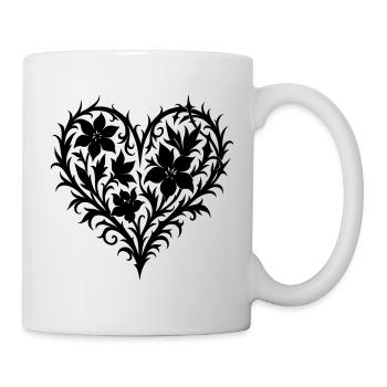 Blumenherz Blumenranke gotisch für Trendkleidung - Tasse - Weiß - Rechts