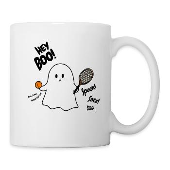 Cute Halloween Ghost Tennis Tennis Player Hey Boo - Mug - white - Right