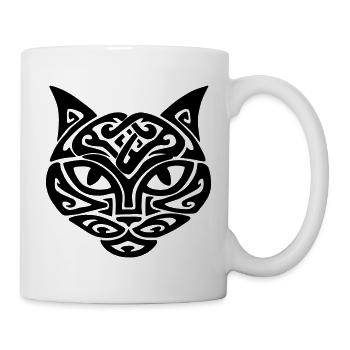 Chat Mâle Tête Tribale - Mug blanc - blanc - Droite