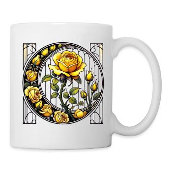 Yellow Rose Stained Glass Design - Mug - white - Right