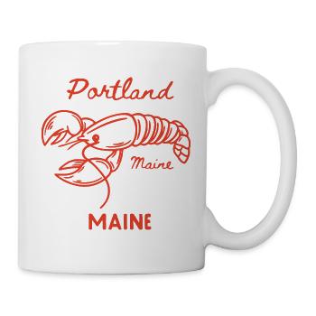 Maine Hummer Linie Art Illustration - Tasse - Weiß - Rechts