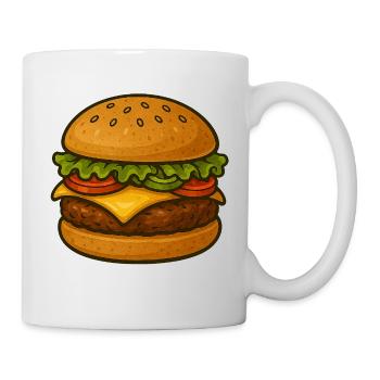 Ausdrucksstarker Burger-Design mit grünen Akzenten - Tasse - Weiß - Rechts