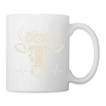 Vache alpine avec battement de cœur et couronne de fleurs - Mug blanc - blanc - Droite