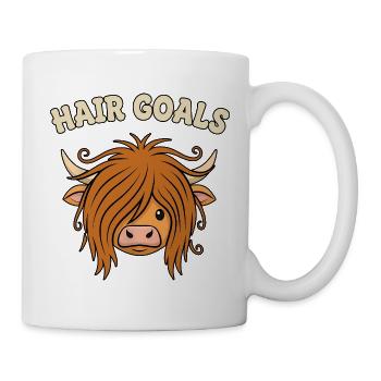 Hair Goals – Witziges Highland Rind Motiv - Tasse - Weiß - Rechts