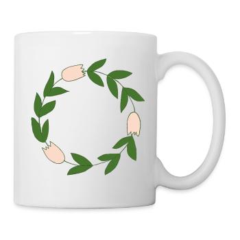 Elegant flower wreath with delicate blossoms - Mug - white - Right